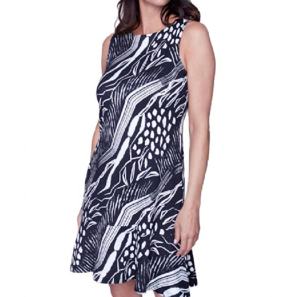 NEW CARRE NOIR sleeveless sundress in black and white print